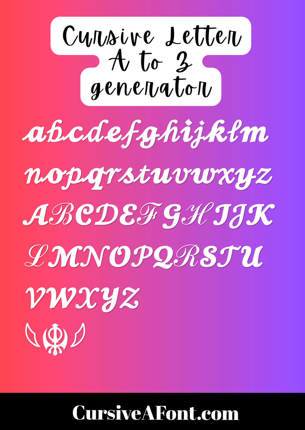 Generator Cursive Letter A to Z